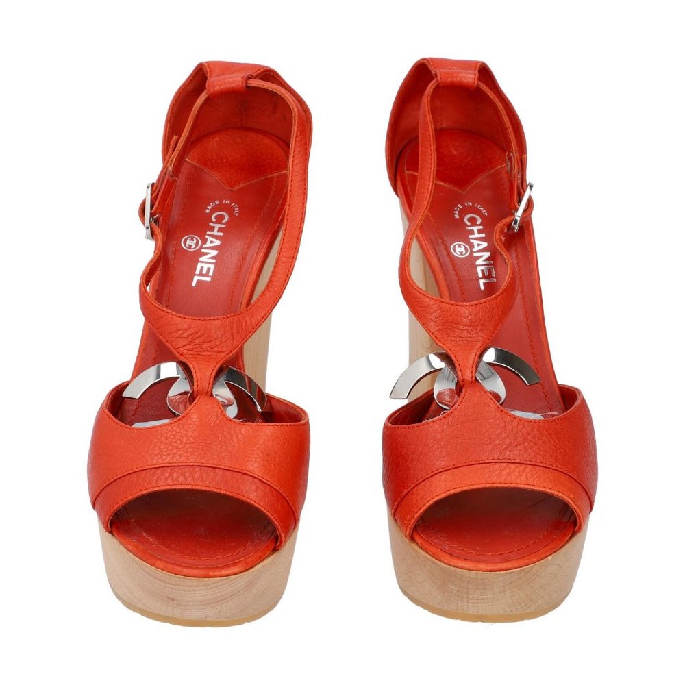 Chanel CC Logo T-Strap Platform Sandals